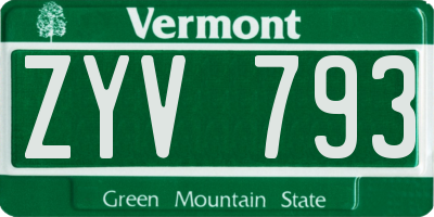 VT license plate ZYV793