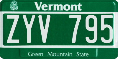 VT license plate ZYV795