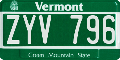 VT license plate ZYV796