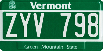 VT license plate ZYV798