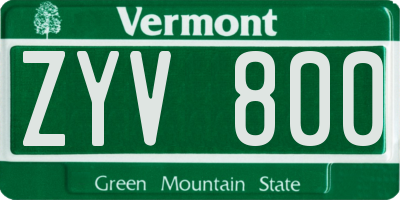 VT license plate ZYV800