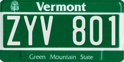 VT license plate ZYV801