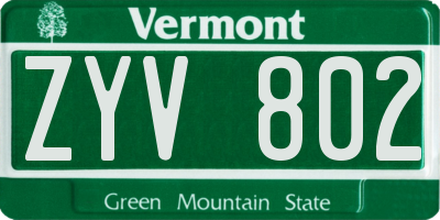 VT license plate ZYV802