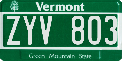 VT license plate ZYV803