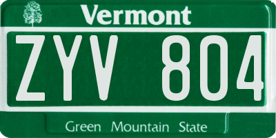 VT license plate ZYV804