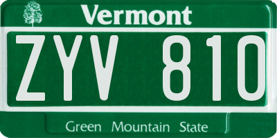 VT license plate ZYV810