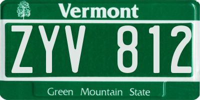 VT license plate ZYV812