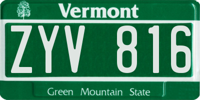 VT license plate ZYV816