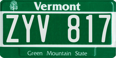 VT license plate ZYV817
