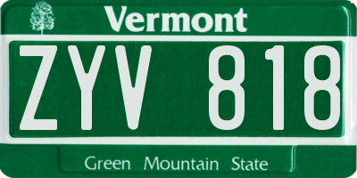 VT license plate ZYV818