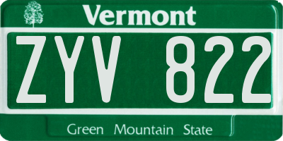 VT license plate ZYV822