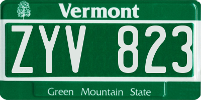 VT license plate ZYV823