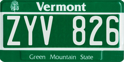VT license plate ZYV826