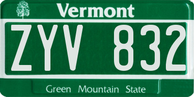 VT license plate ZYV832