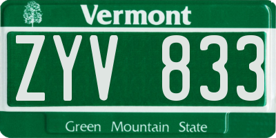 VT license plate ZYV833