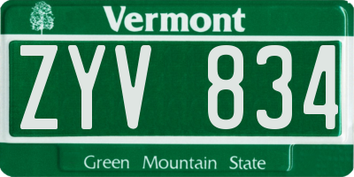 VT license plate ZYV834