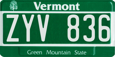 VT license plate ZYV836