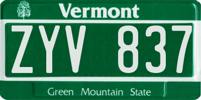 VT license plate ZYV837