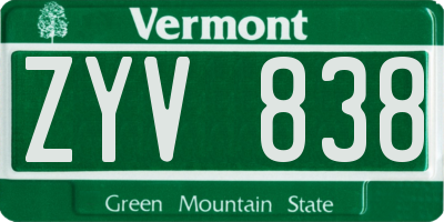 VT license plate ZYV838