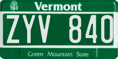 VT license plate ZYV840