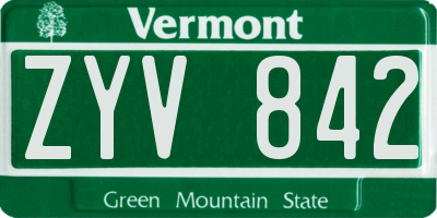 VT license plate ZYV842