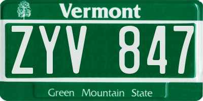 VT license plate ZYV847