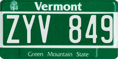 VT license plate ZYV849
