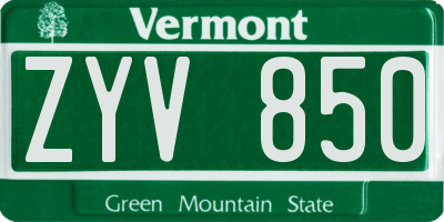 VT license plate ZYV850