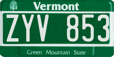 VT license plate ZYV853