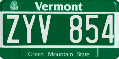 VT license plate ZYV854