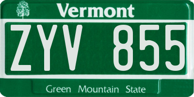 VT license plate ZYV855