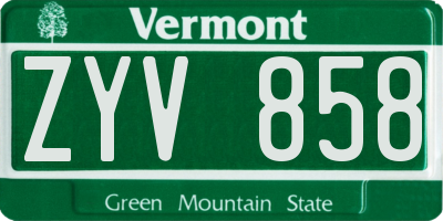 VT license plate ZYV858