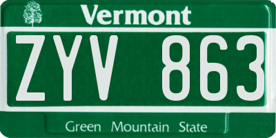 VT license plate ZYV863