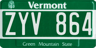 VT license plate ZYV864