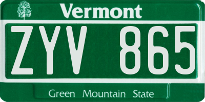 VT license plate ZYV865