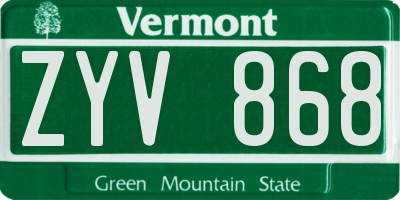 VT license plate ZYV868