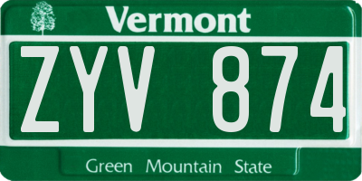 VT license plate ZYV874