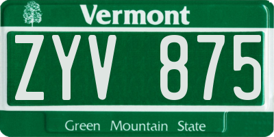 VT license plate ZYV875