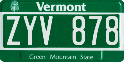 VT license plate ZYV878