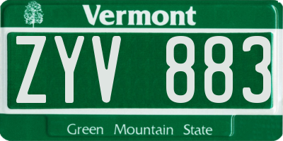 VT license plate ZYV883