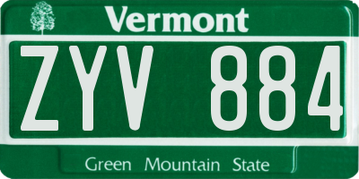 VT license plate ZYV884