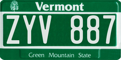 VT license plate ZYV887