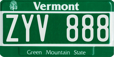 VT license plate ZYV888