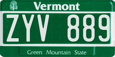 VT license plate ZYV889
