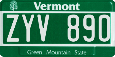 VT license plate ZYV890