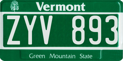 VT license plate ZYV893
