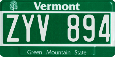 VT license plate ZYV894