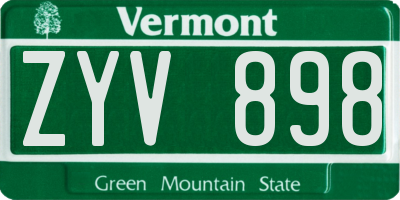 VT license plate ZYV898