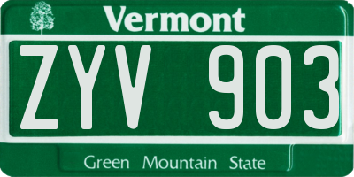 VT license plate ZYV903