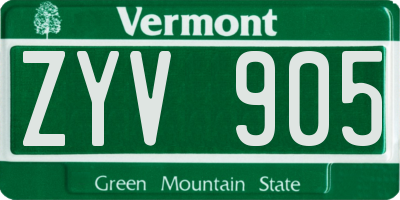 VT license plate ZYV905